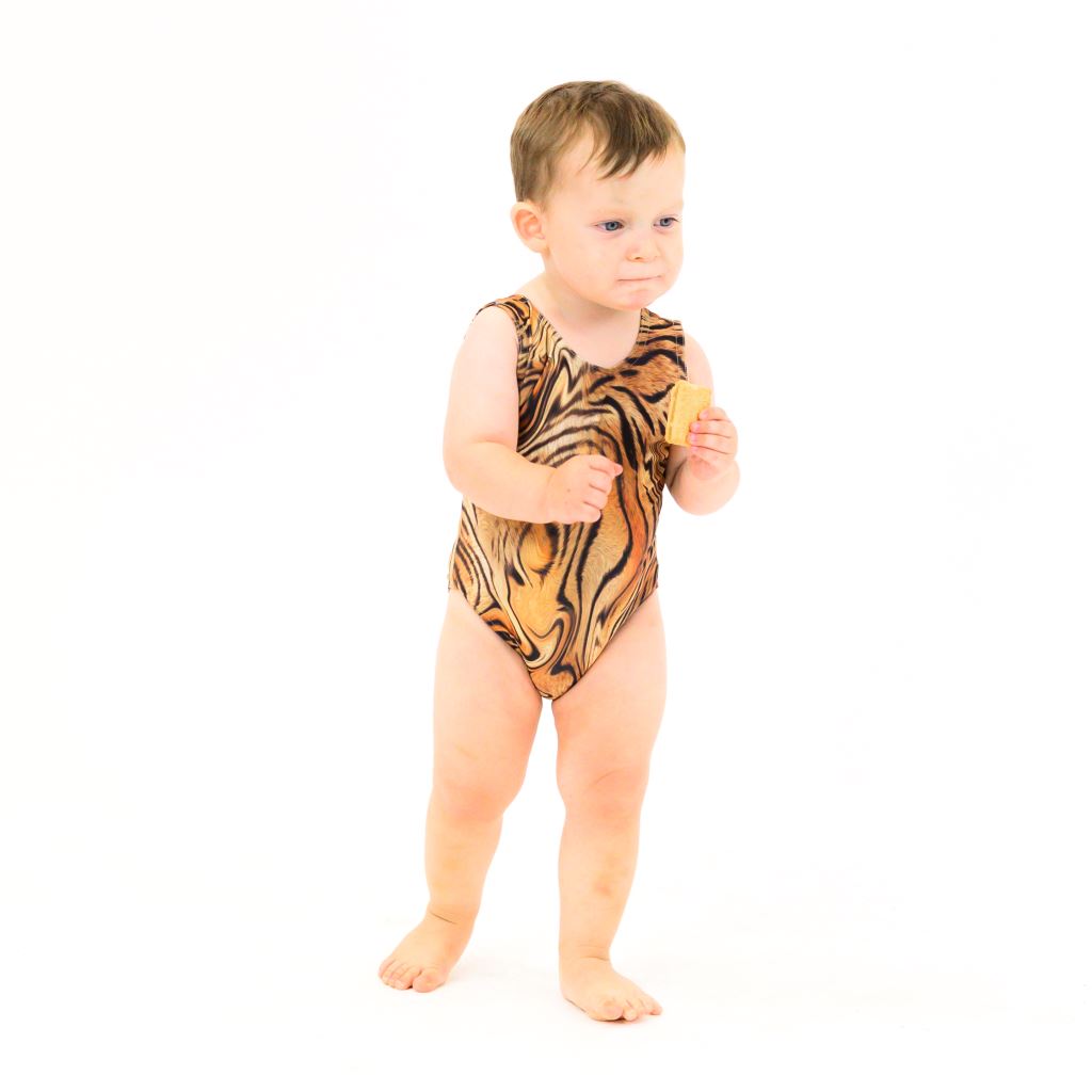 TIGER PRINT BABY SIZES PLAIN FRONT LEOTARD