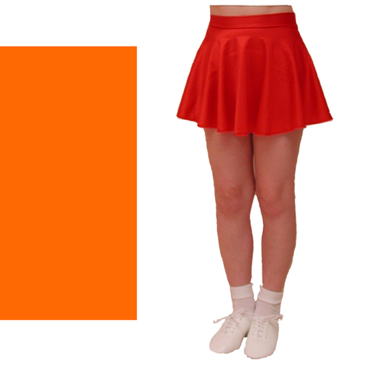 SALE - ECS - LYCRA SHORT LENGTH CIRCULAR DANCE SKIRT - FLO ORANGE - SIZE SMALL