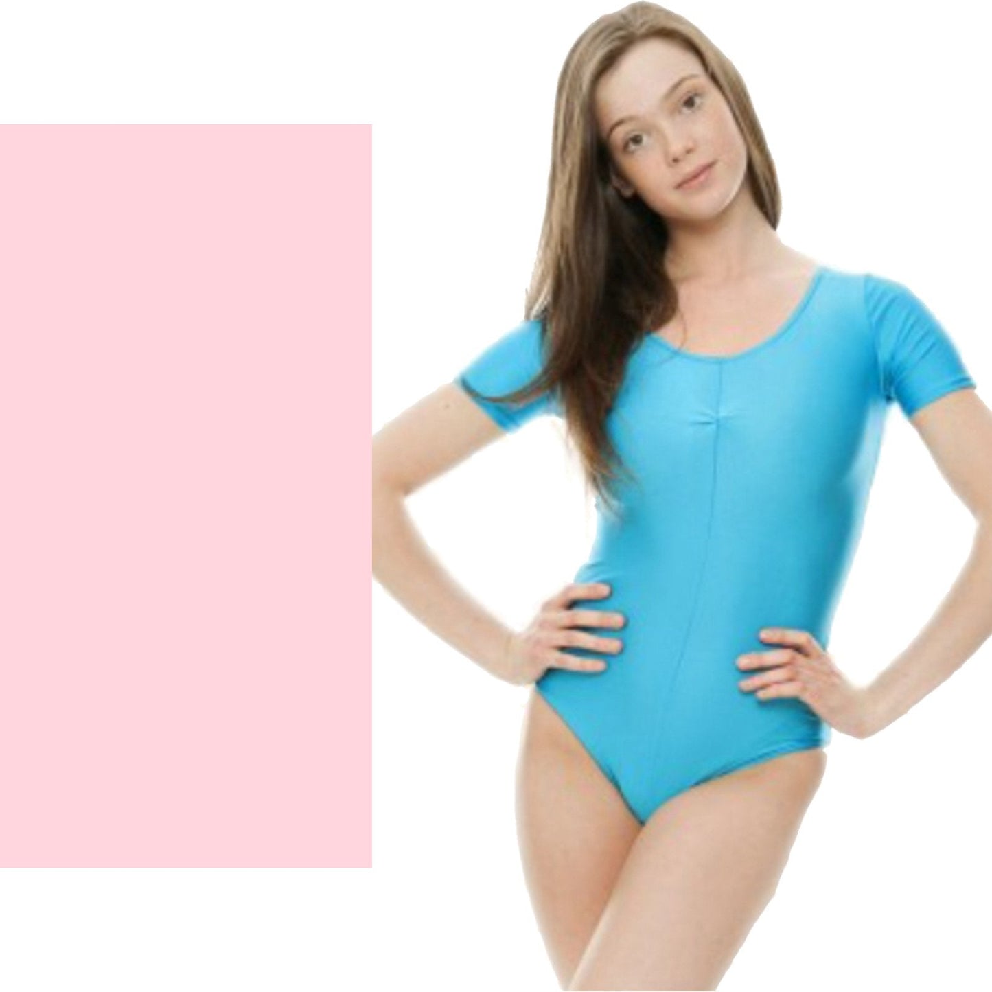 SALE - HALEY - NYLON  LYCRA SHORT SLEEVE GATHERED FRONT LEOTARD