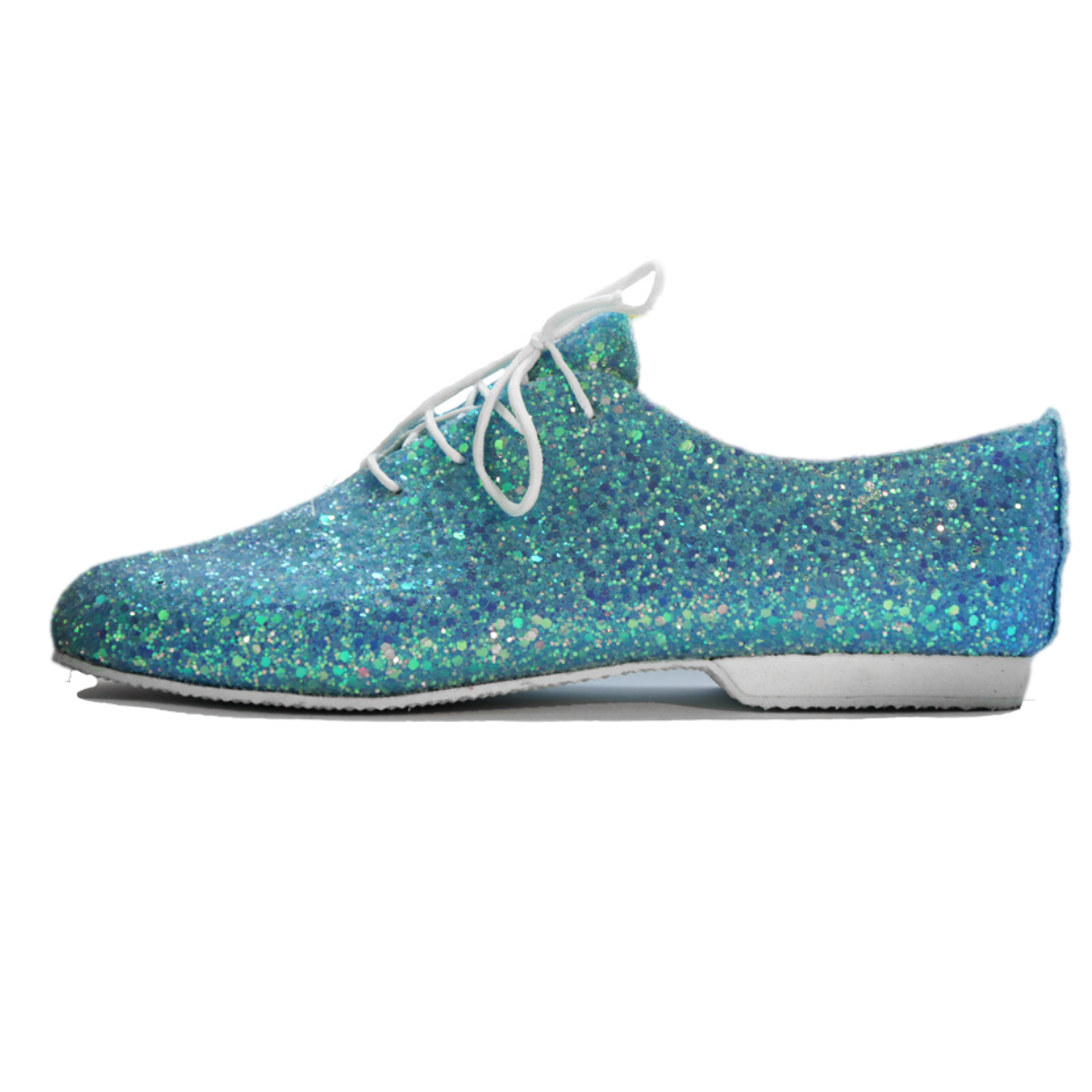 SALE - BLUE IRIS GLITTER LACE UP SUEDE SOLE JAZZ DANCE SHOES - SIZE 7L