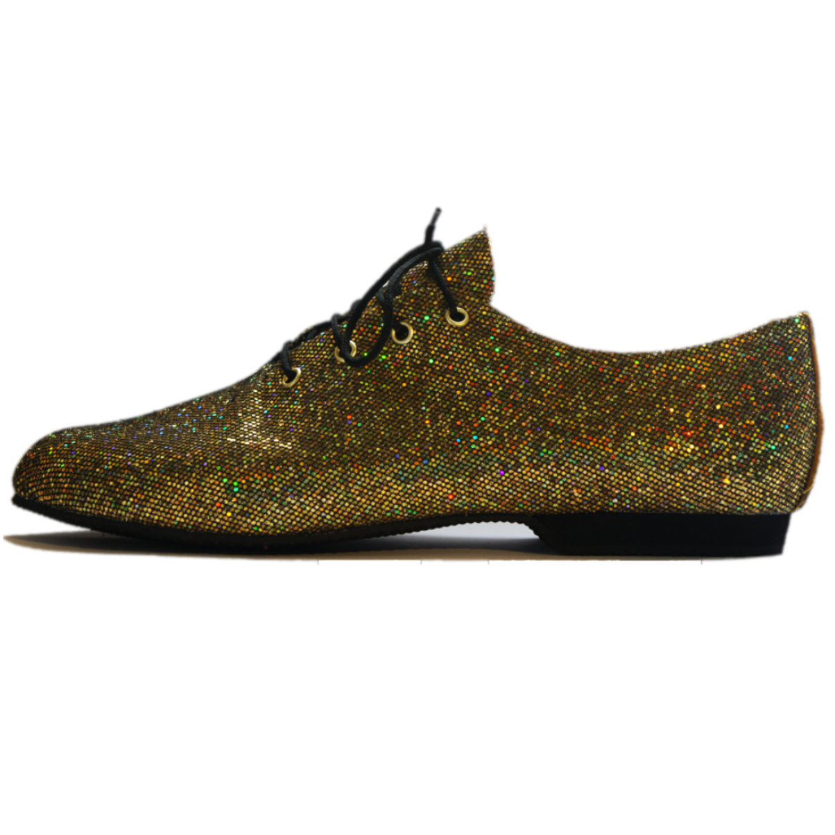 SALE - GOLD HOLOGRAM LACE UP SUEDE SOLE JAZZ DANCE SHOES - SIZE 4