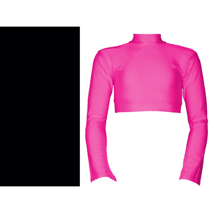 SALE - JEMMA - LYCRA LONG FLARED SLEEVE POLO NECK CROP TOP