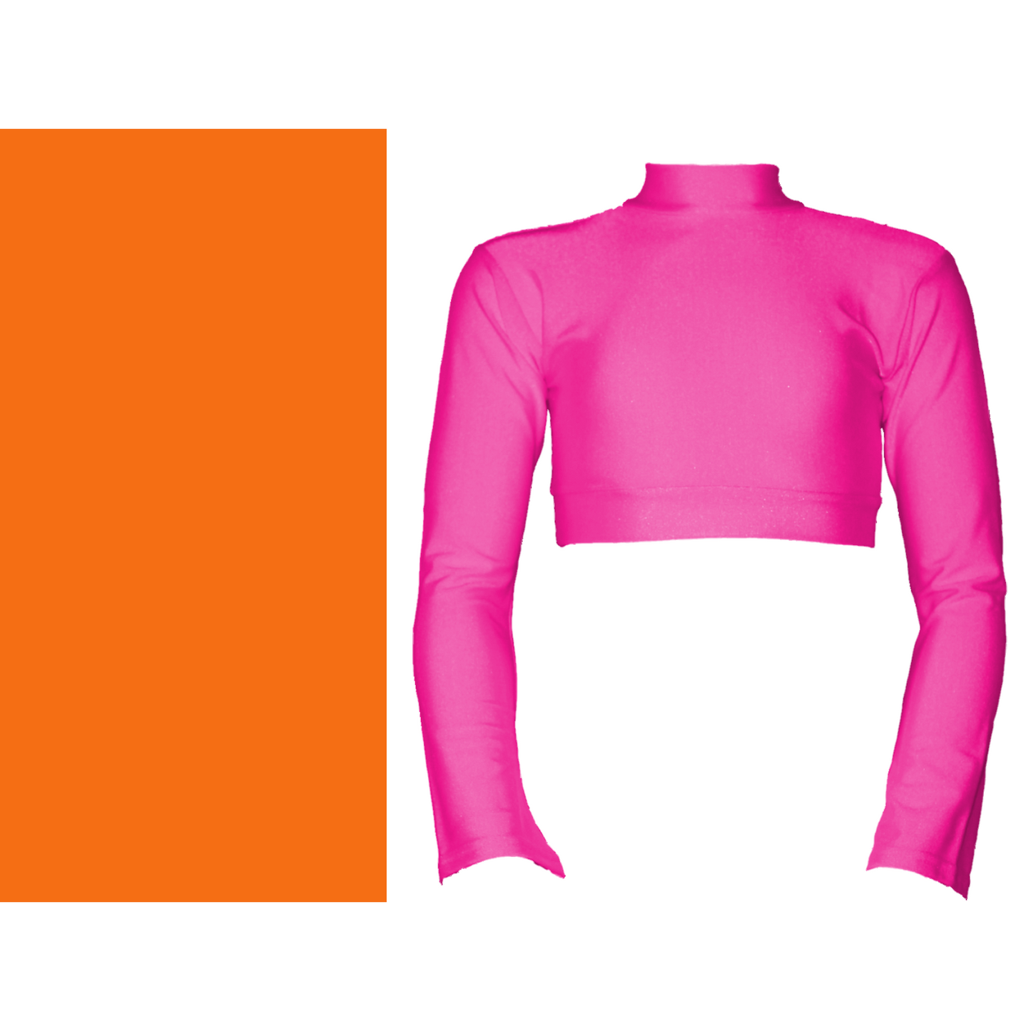 SALE - JEMMA - LYCRA LONG FLARED SLEEVE POLO NECK CROP TOP