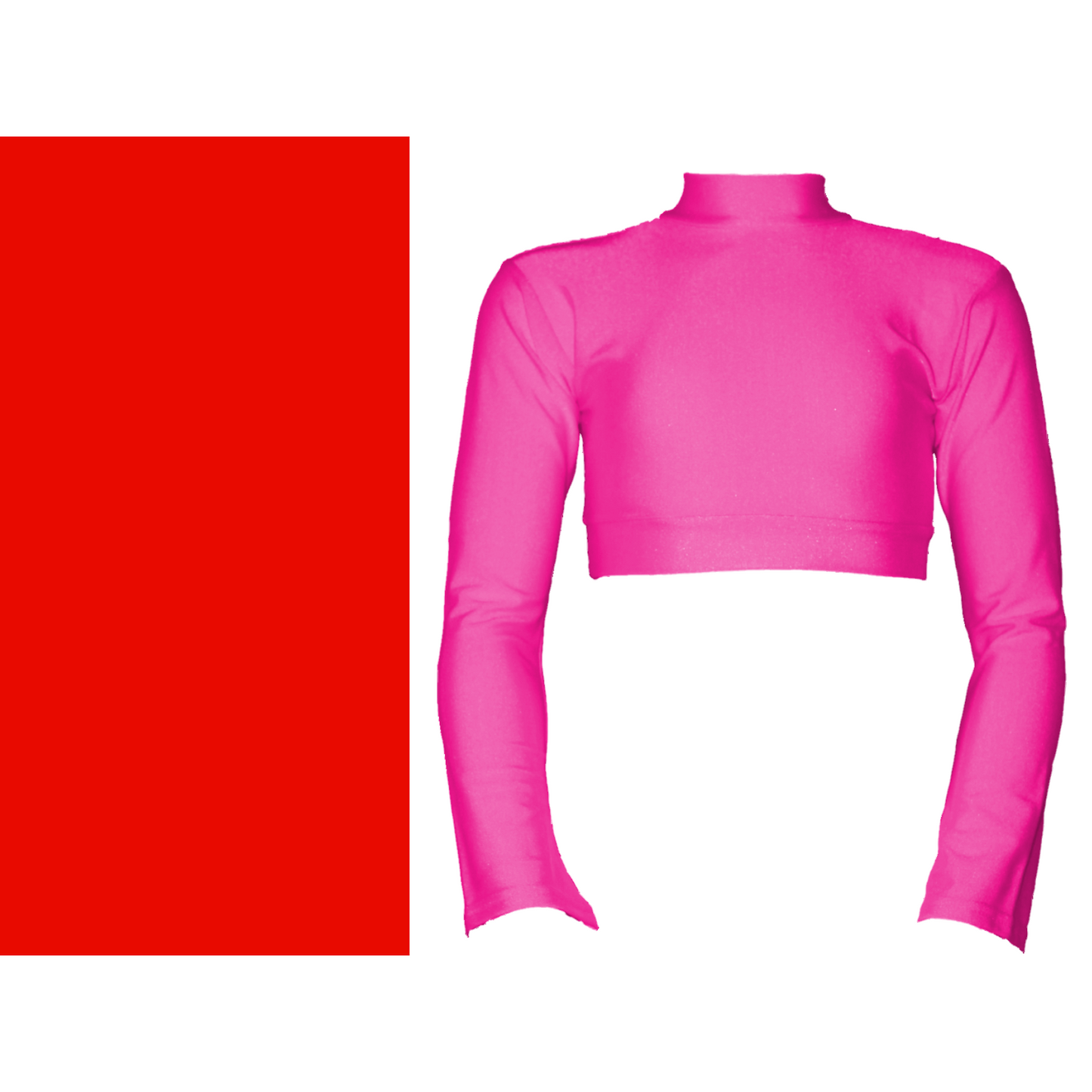 SALE - JEMMA - LYCRA LONG FLARED SLEEVE POLO NECK CROP TOP