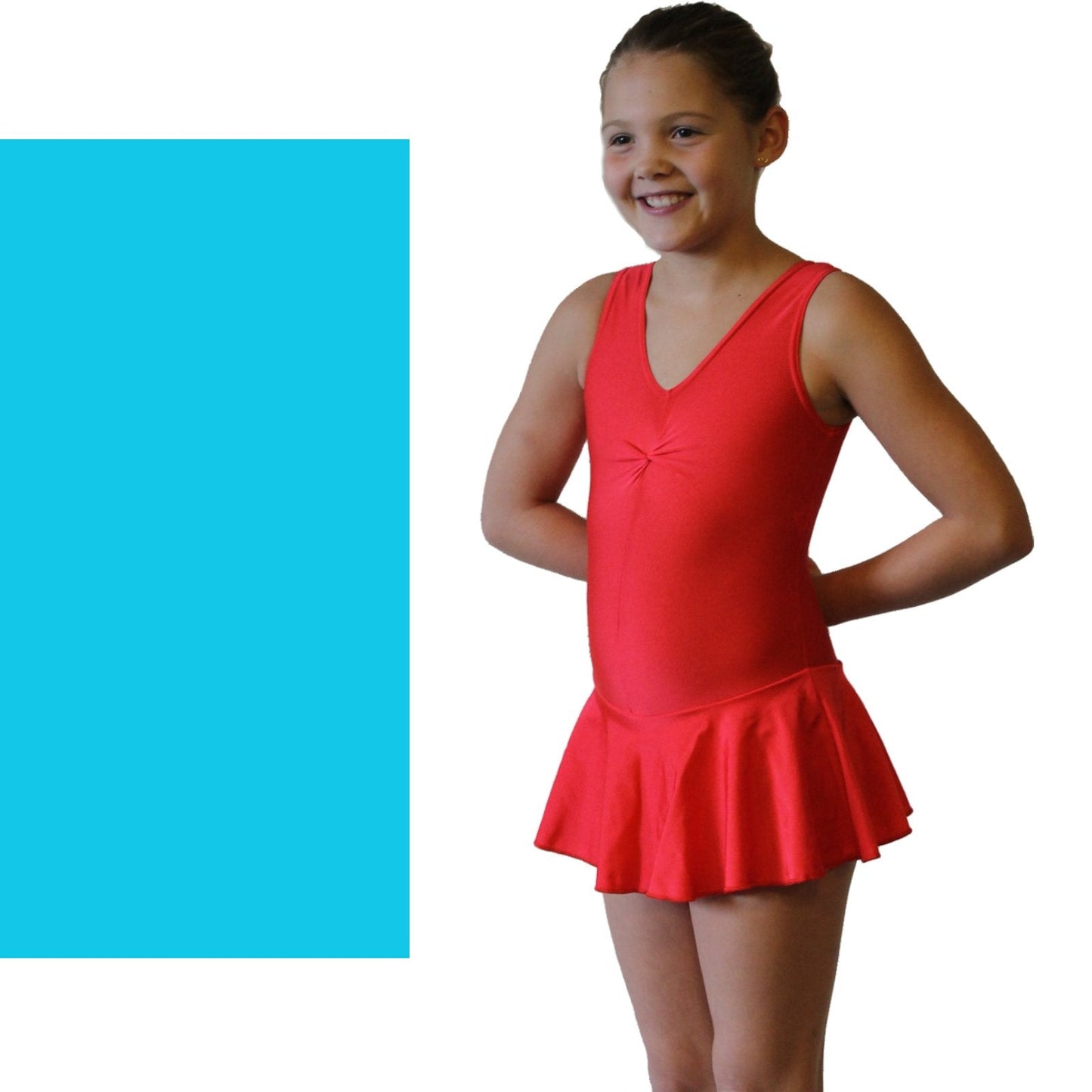 KATIE - NYLON LYCRA SLEEVELESS SKIRTED LEOTARD - BOLD COLOURS