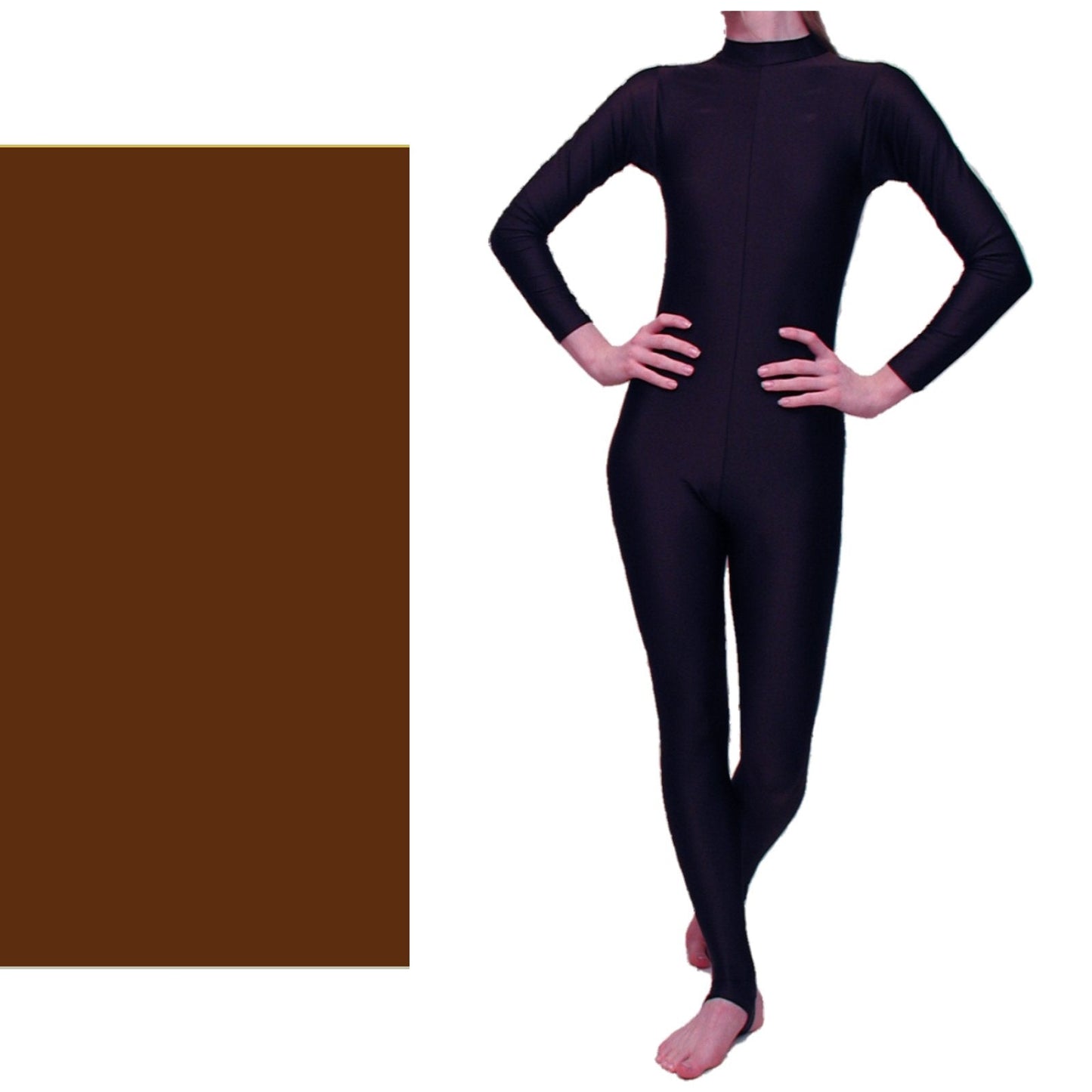 SALE - LAUREN - NYLON LYCRA LONG SLEEVE POLO NECK CATSUIT