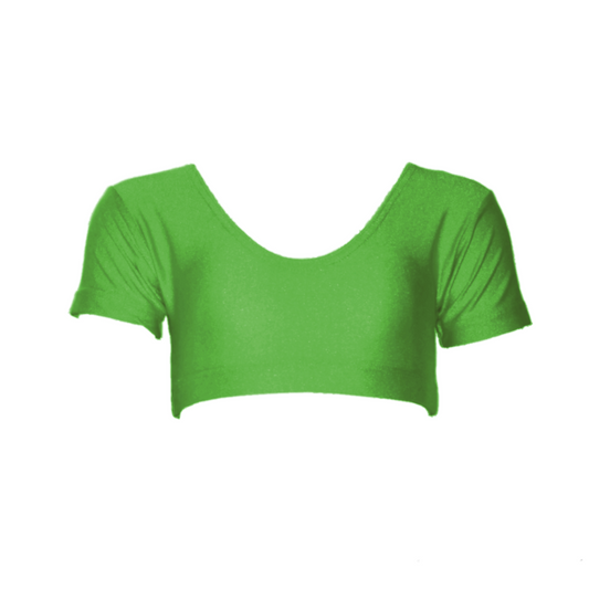 SALE - DONNA - LYCRA SHORT SLEEVE CROP TOP - LIME GREEN