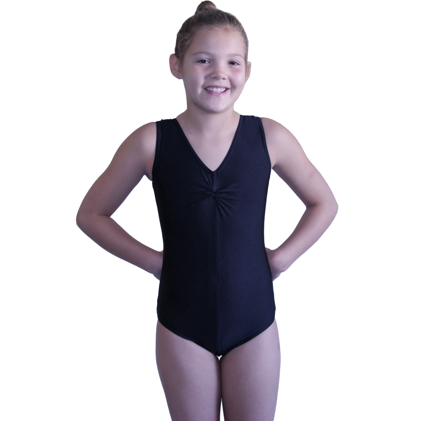 LOUISE - NYLON LYCRA SLEEVELESS GATHERED FRONT LEOTARD - BOLD COLOURS