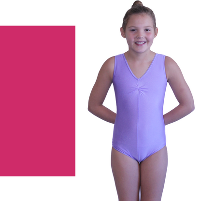 LOUISE - NYLON LYCRA SLEEVELESS GATHERED FRONT LEOTARD - BOLD COLOURS