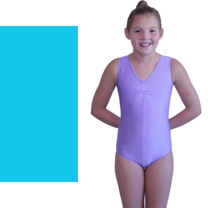 LOUISE - NYLON LYCRA SLEEVELESS GATHERED FRONT LEOTARD - BOLD COLOURS