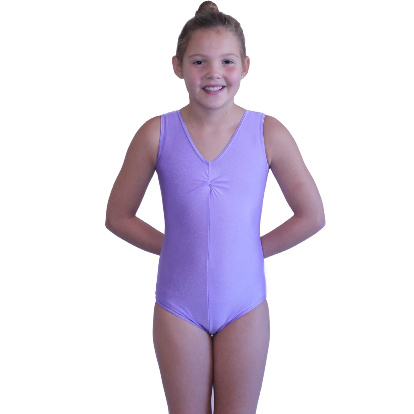 LOUISE - NYLON LYCRA SLEEVELESS GATHERED FRONT LEOTARD - SUBTLE COLOURS