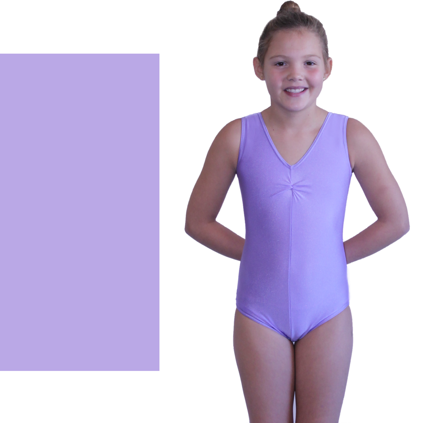 LOUISE - NYLON LYCRA SLEEVELESS GATHERED FRONT LEOTARD - SUBTLE COLOURS