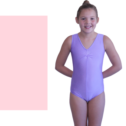 LOUISE - NYLON LYCRA SLEEVELESS GATHERED FRONT LEOTARD - SUBTLE COLOURS