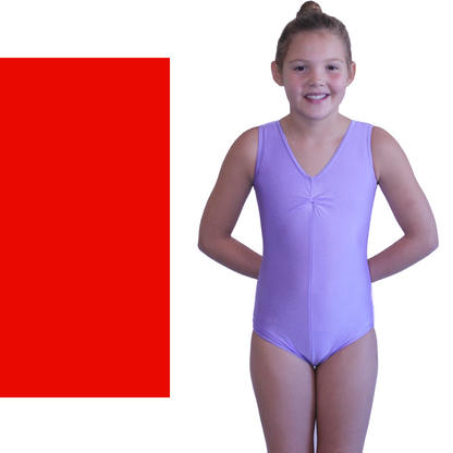 LOUISE - NYLON LYCRA SLEEVELESS GATHERED FRONT LEOTARD - BOLD COLOURS