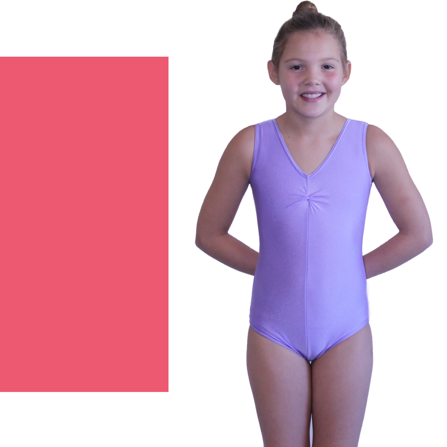 LOUISE - NYLON LYCRA SLEEVELESS GATHERED FRONT LEOTARD - SUBTLE COLOURS