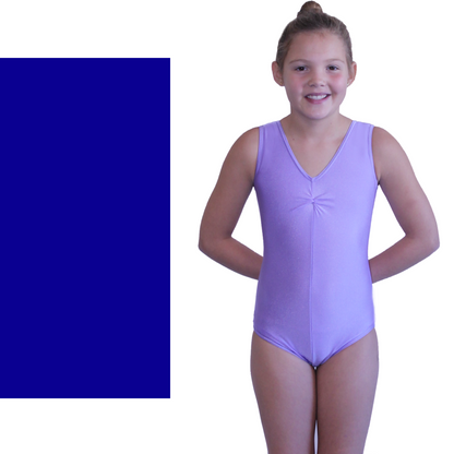 LOUISE - NYLON LYCRA SLEEVELESS GATHERED FRONT LEOTARD - BOLD COLOURS