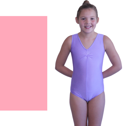 LOUISE - NYLON LYCRA SLEEVELESS GATHERED FRONT LEOTARD - SUBTLE COLOURS