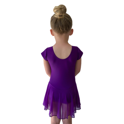 MAISIE - MATT LYCRA CAP SLEEVE SKIRTED LEOTARD (MESH SKIRT)