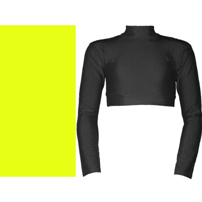 SALE - PAIGE - NYLON LYCRA LONG SLEEVE POLO NECK CROP TOP