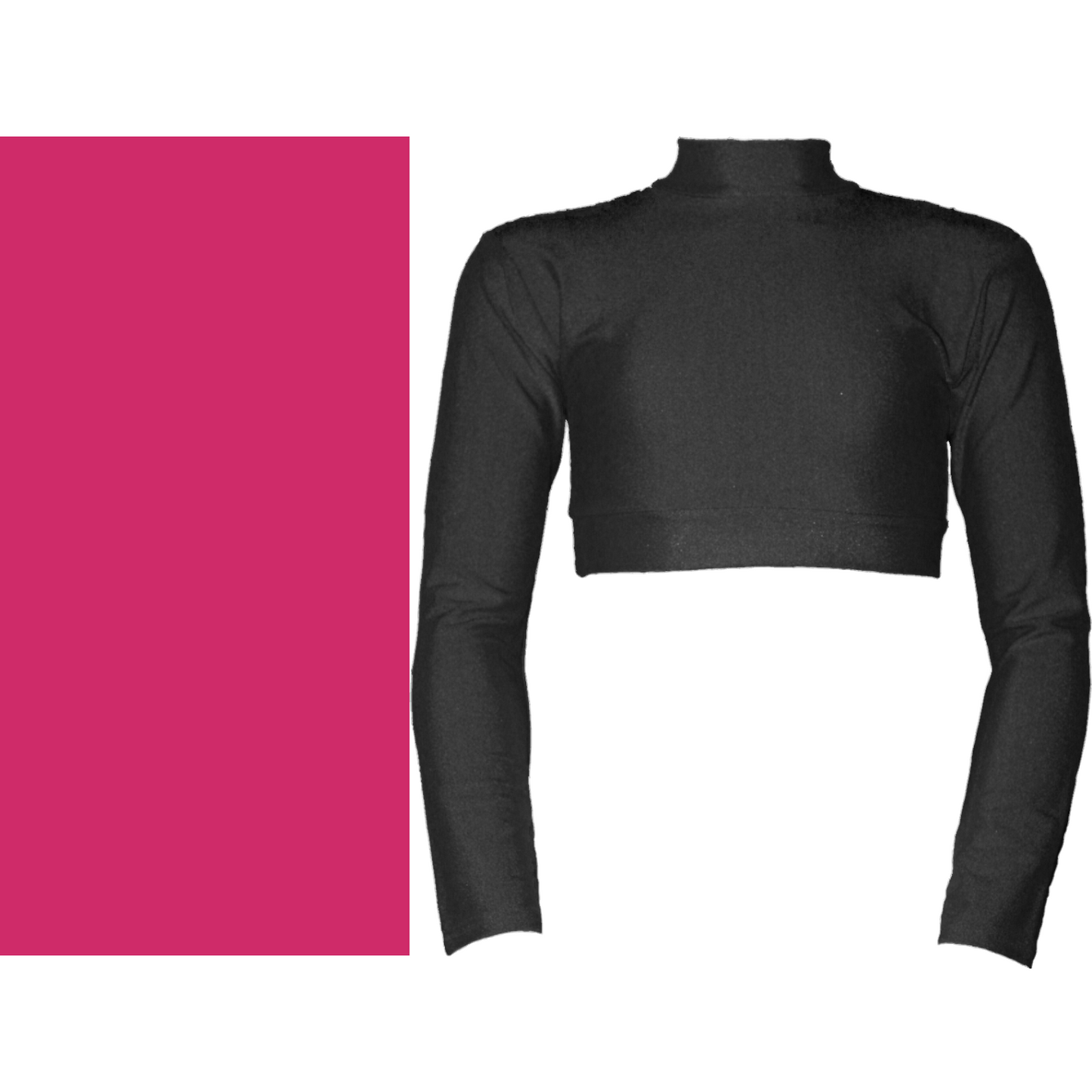 SALE - PAIGE - NYLON LYCRA LONG SLEEVE POLO NECK CROP TOP