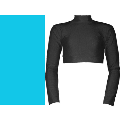 SALE - PAIGE - NYLON LYCRA LONG SLEEVE POLO NECK CROP TOP