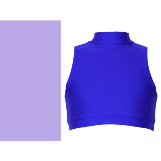 SALE - ROSIE - LYCRA SLEEVELESS POLO NECK CROP TOP - LILAC