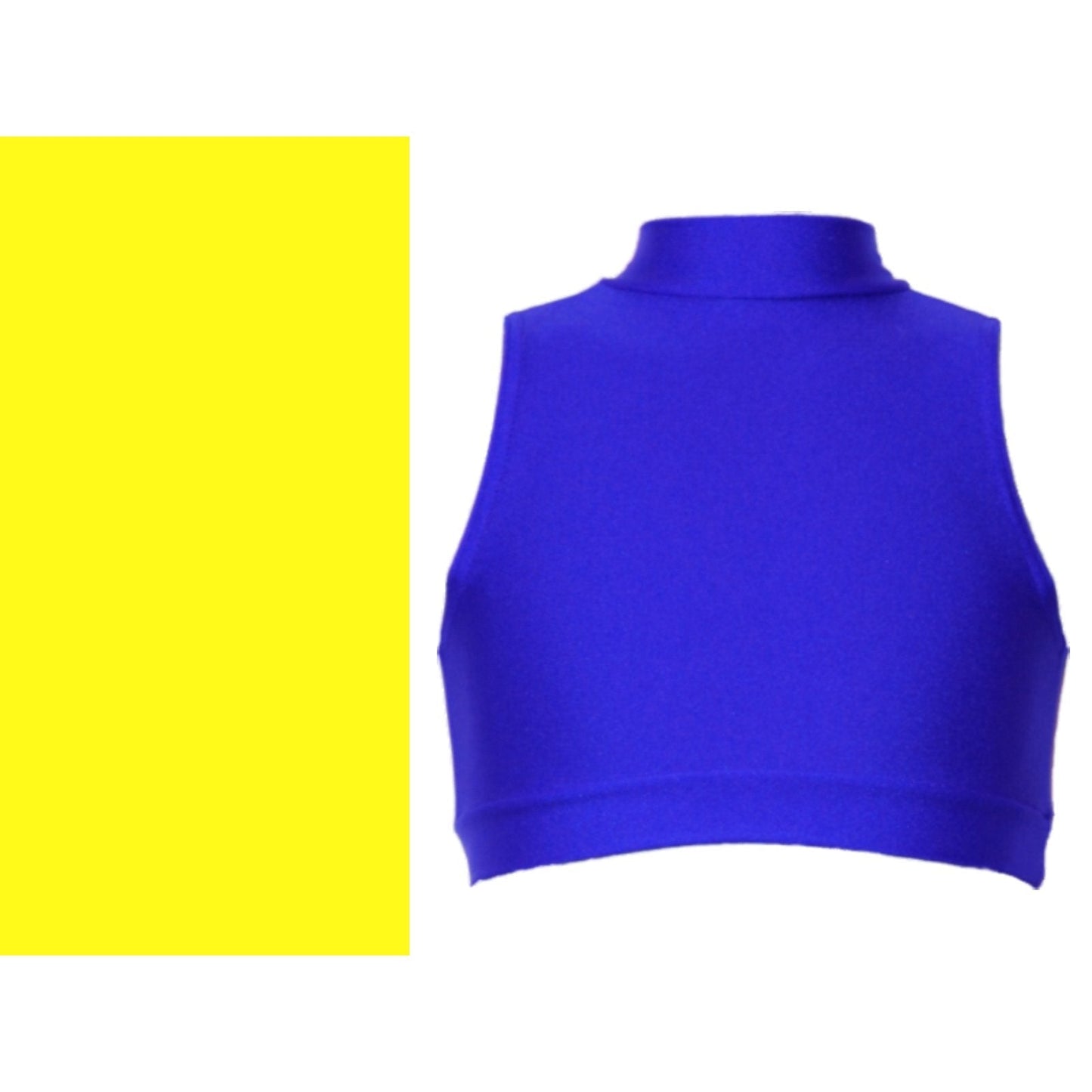 SALE - ROSIE - LYCRA SLEEVELESS POLO NECK CROP TOP - YELLOW