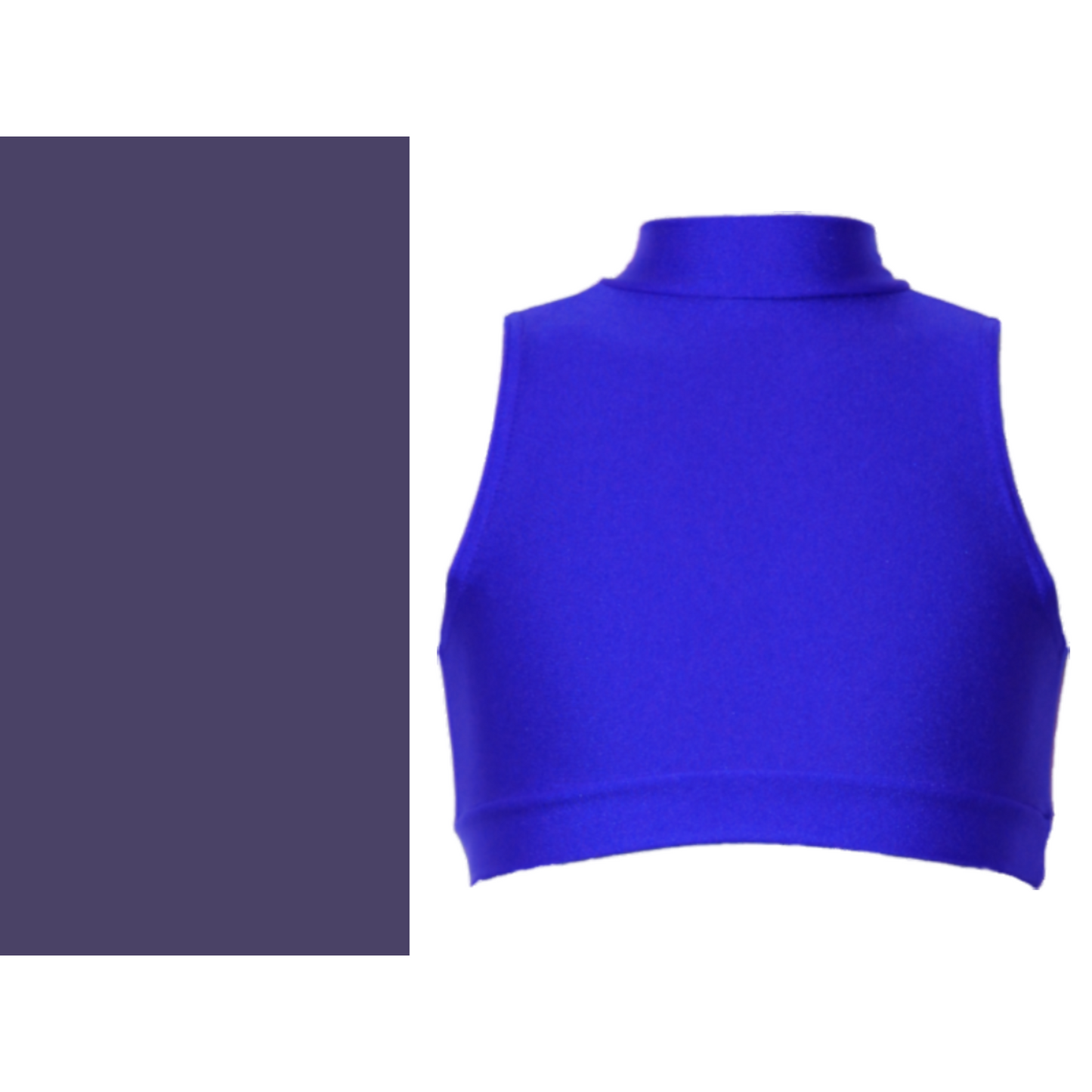 SALE - ROSIE - LYCRA SLEEVELESS POLO NECK CROP TOP - DARKER NAVY