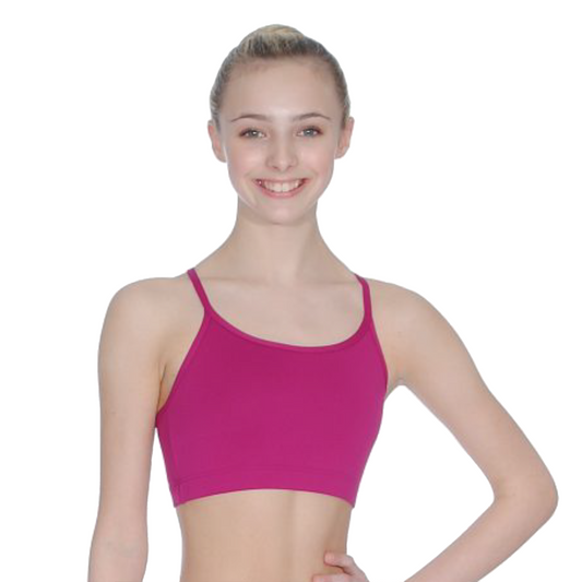 SALE - HARMONY -  BURGUNDY MICROFIBRE STRAPPY CROP TOP - SIZE 3A (AGE 11-13)