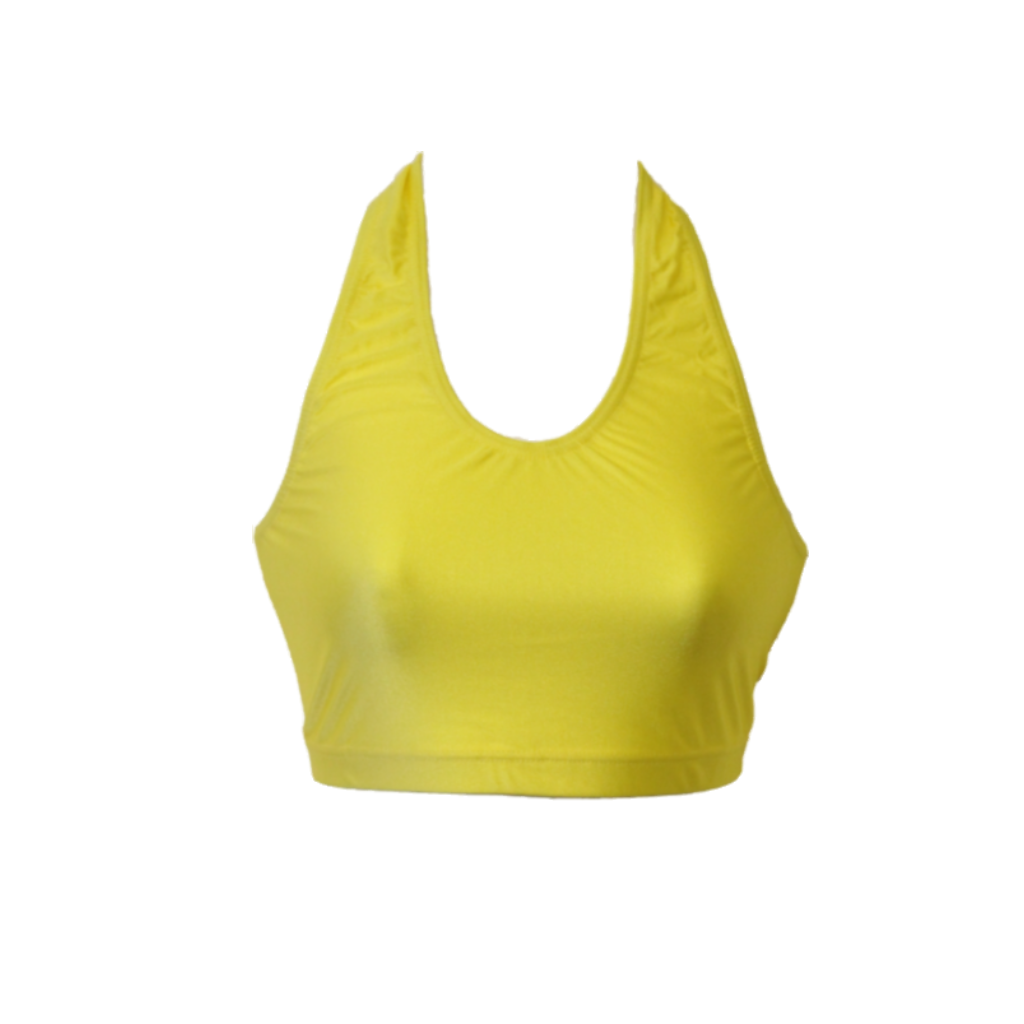 SANDY YELLOW HALTER NECK CROP TOP - SIZE 5 (LW) - Click Dancewear