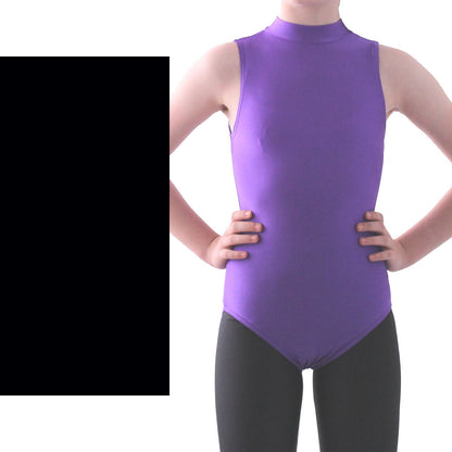 SHARON - NYLON LYCRA SLEEVELESS POLO NECK LEOTARD - BOLD COLOURS