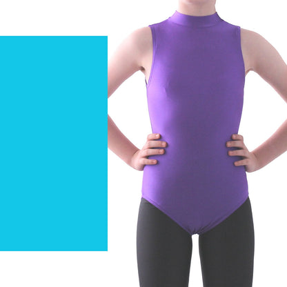 SHARON - NYLON LYCRA SLEEVELESS POLO NECK LEOTARD - BOLD COLOURS