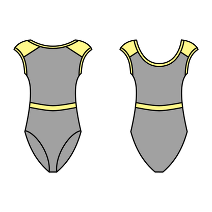 SALE - TRUDIE - GREY & LEMON MERYL CAP SLEEVE LEOTARD