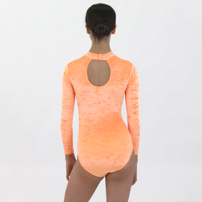 SALE - VANNABEL - VELOUR LONG SLEEVE POLO NECK LEOTARD