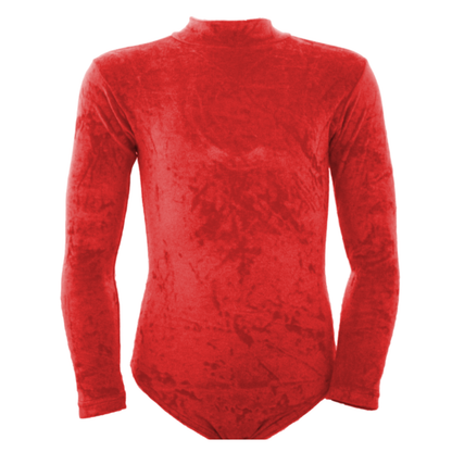 SALE - VANNABEL - VELOUR LONG SLEEVE POLO NECK LEOTARD