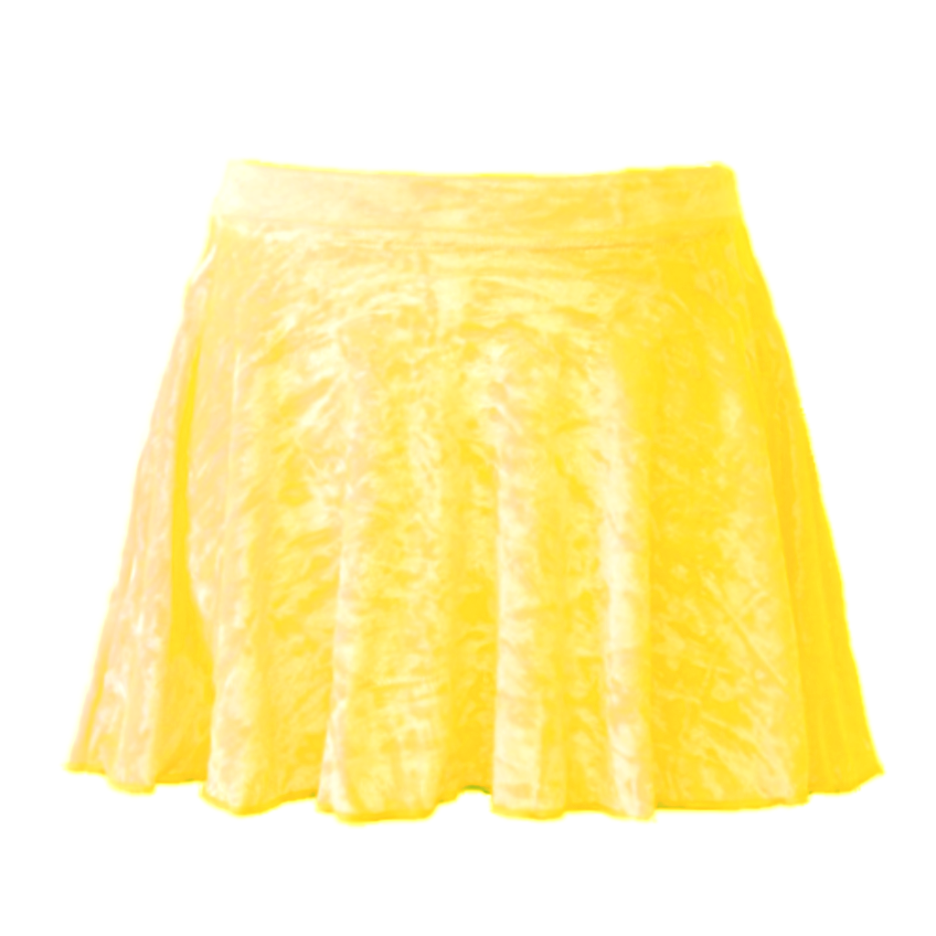 SALE - VECS - VELOUR SHORT LENGTH CIRCULAR DANCE SKIRT - FLO YELLOW - SIZE SMALL