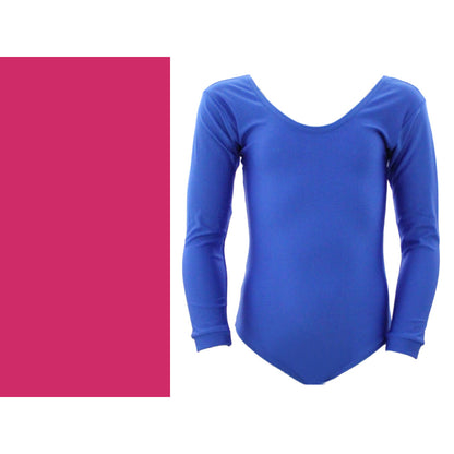 SALE - BETHAN - LYCRA LONG SLEEVE PLAIN FRONT LEOTARD