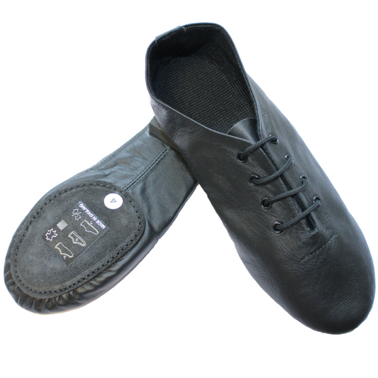 SALE - BJ/2S - BLACK SPLIT SOLE JAZZ SHOE WITH SUEDE FRONT AND RUBBER HEEL