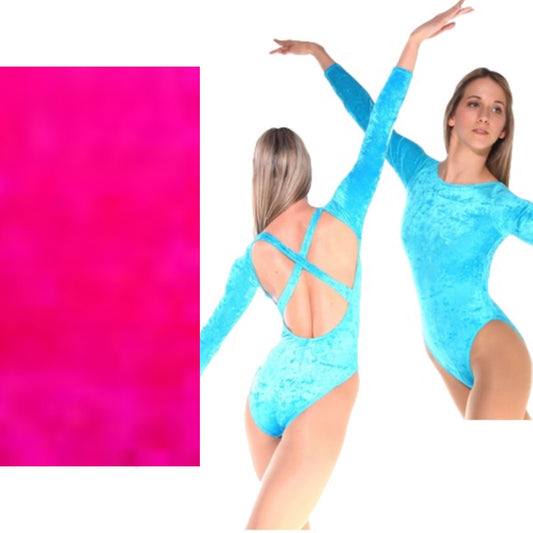 FRANCINE - FLO PINK LOW BACK CRUSHED VELVET X BACK LEOTARD - SIZE 4 (DRESS SIZE 10-12) Dancewear Arabesque 