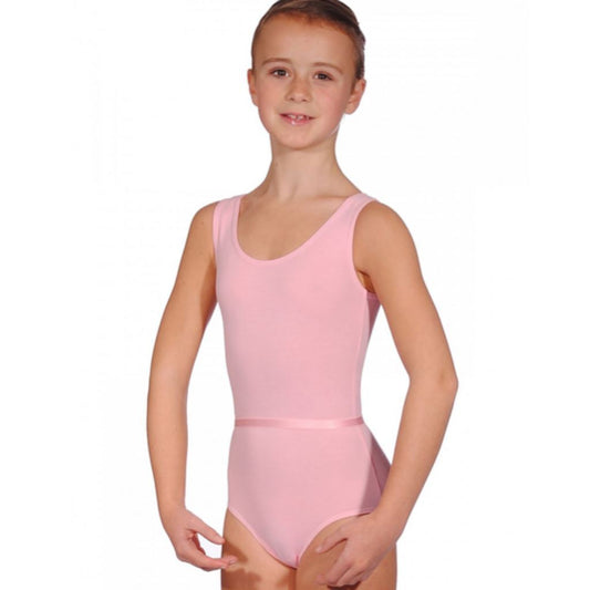 GRACE - PINK SLEEVELESS COTTON LEOTARD WITH BELT Dancewear Dancers World 