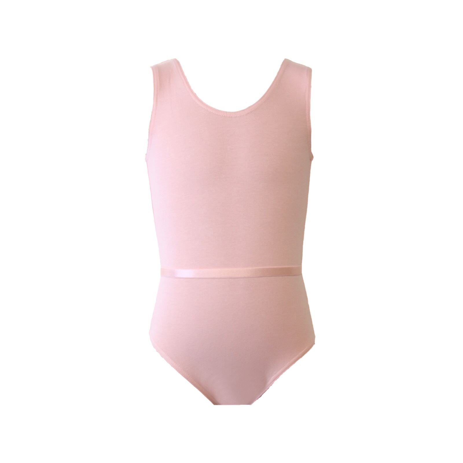 GRACE - PINK SLEEVELESS COTTON LEOTARD WITH BELT Dancewear Dancers World Pastel Pink 00 (Age 2-4) 