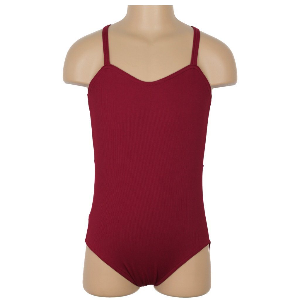 HARPER - RIB CAMISOLE MESH BACK PANEL leotard Dancewear Click Dancewear Berry 00 (Age 2-4) 