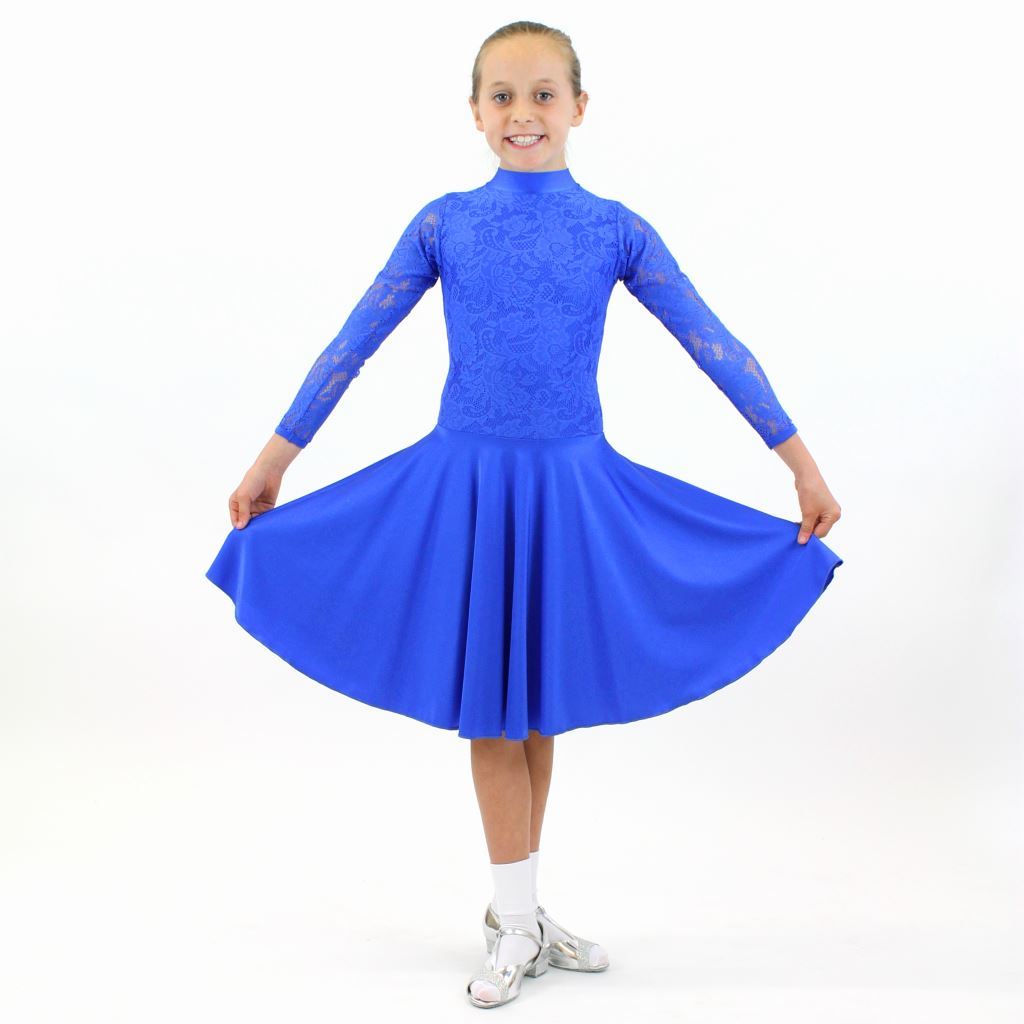 HAZEL - LONG SLEEVE LACE BALLROOM PRACTICE DRESS Dancewear Click Dancewear 