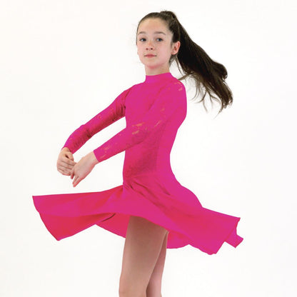 HAZEL - LONG SLEEVE LACE BALLROOM PRACTICE DRESS Dancewear Click Dancewear 