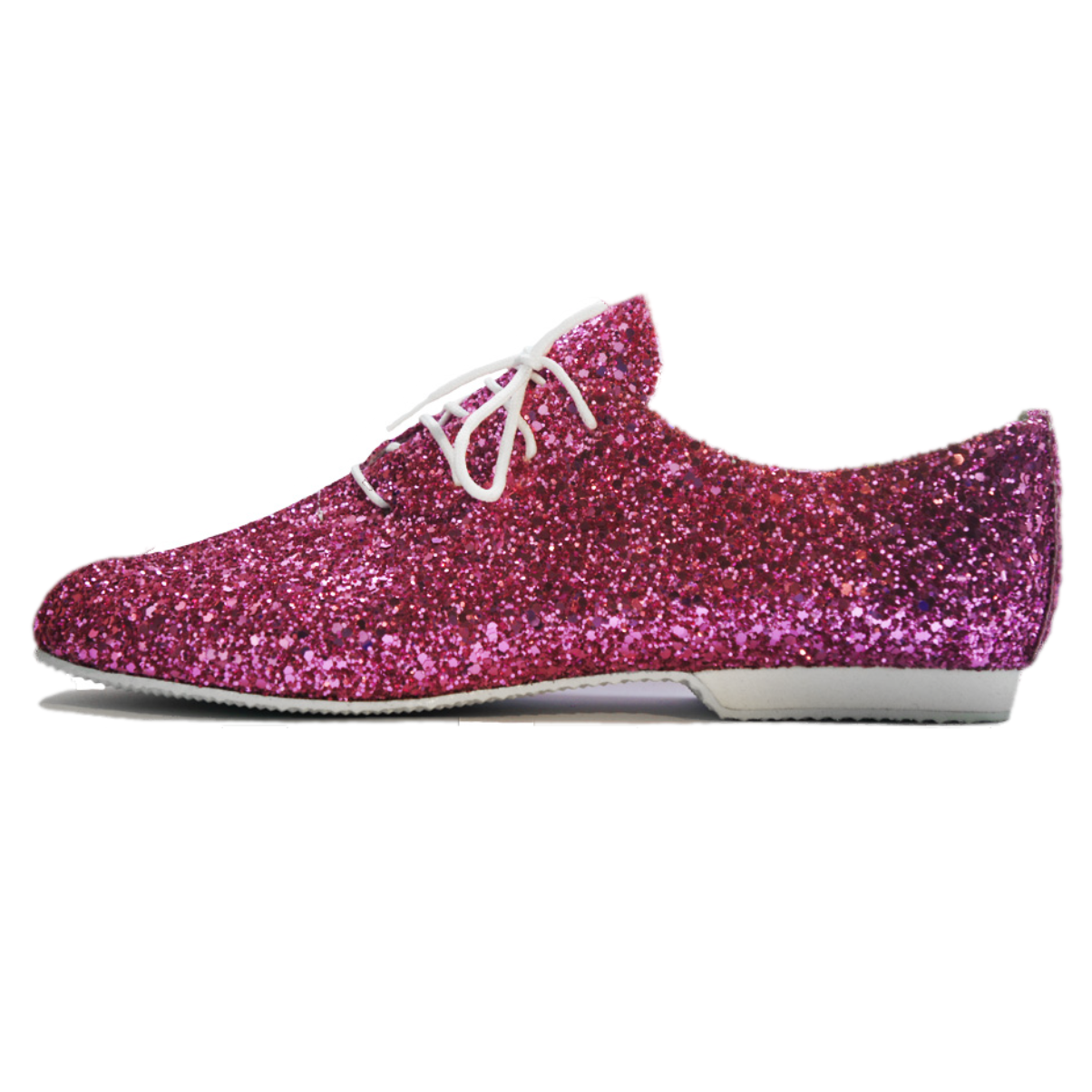 SALE - PINK GLITTER LACE UP SUEDE SOLE JAZZ DANCE SHOES - SIZE 5.5L