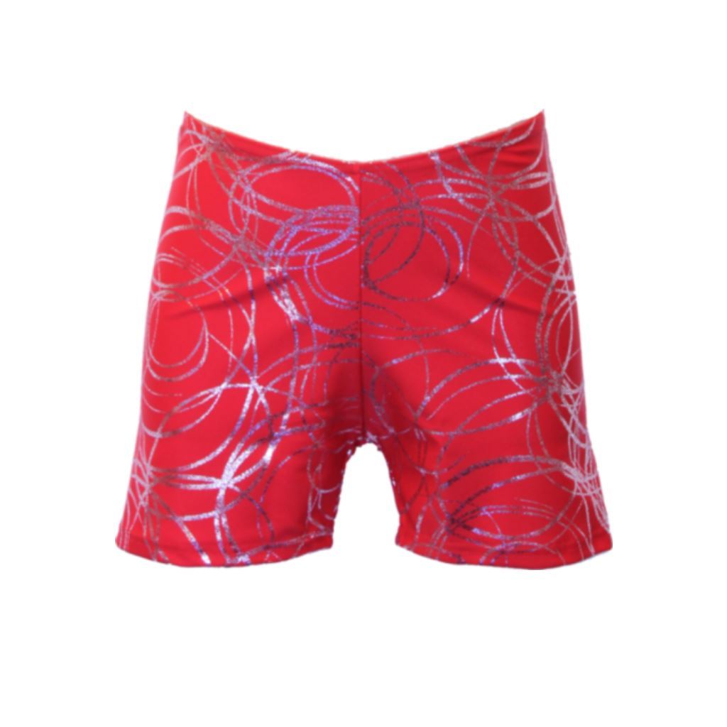 JAMIE - RED SWIRL HOTPANTS / SHORTS Dancewear Dancers World 