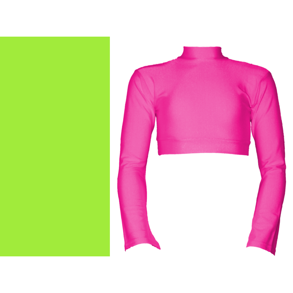 SALE - JEMMA - LYCRA LONG FLARED SLEEVE POLO NECK CROP TOP