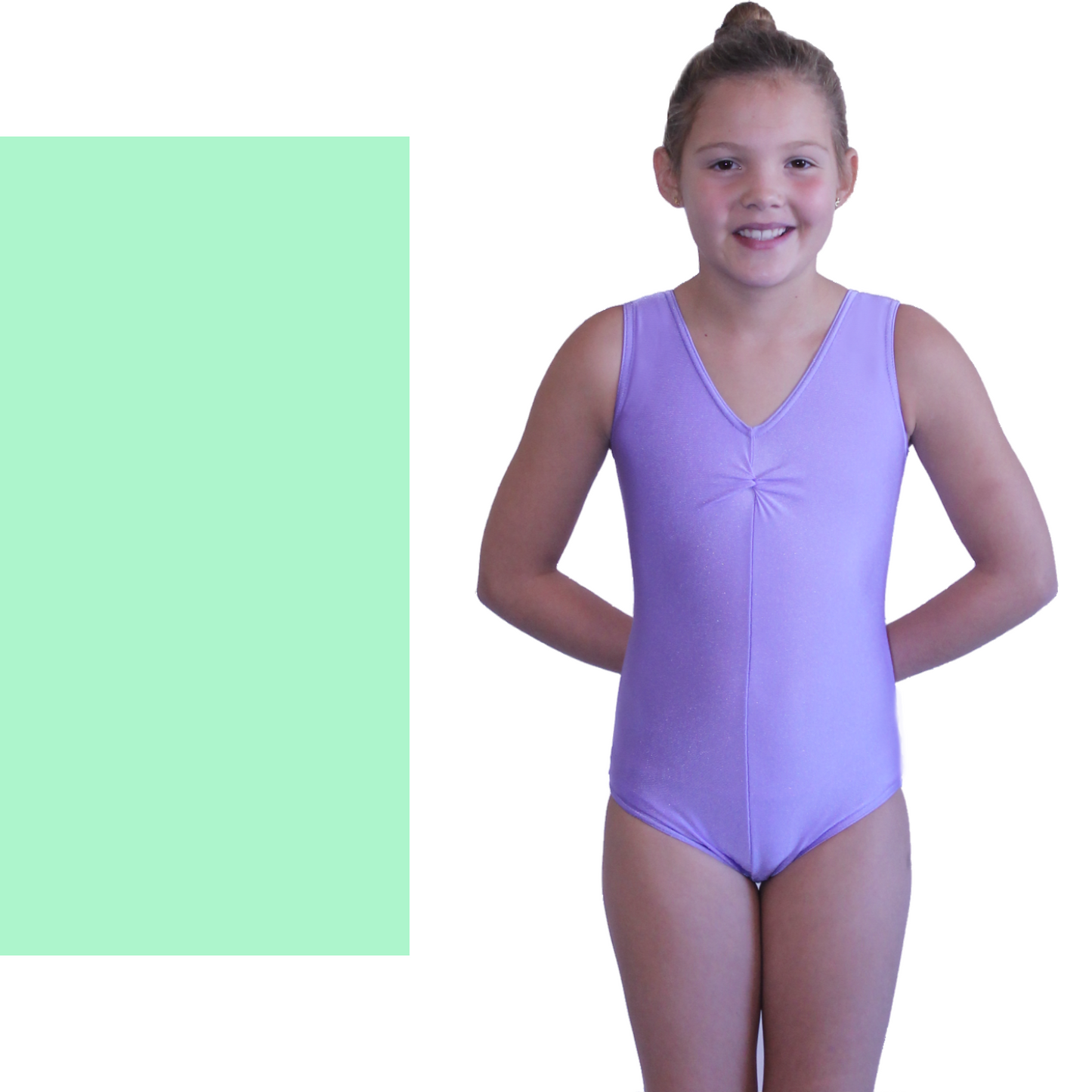 SALE - LOUISE - LYCRA SLEEVELESS GATHERED FRONT LEOTARD - SUBTLE COLOURS