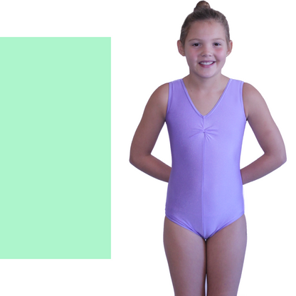 SALE - LOUISE - LYCRA SLEEVELESS GATHERED FRONT LEOTARD - SUBTLE COLOURS