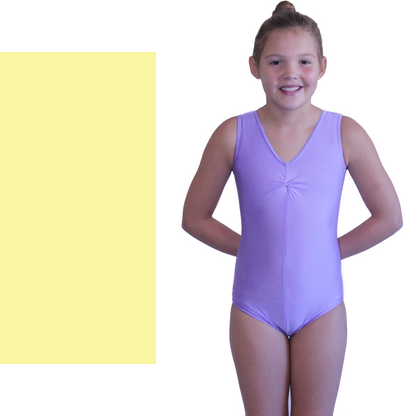 SALE - LOUISE - LYCRA SLEEVELESS GATHERED FRONT LEOTARD - SUBTLE COLOURS